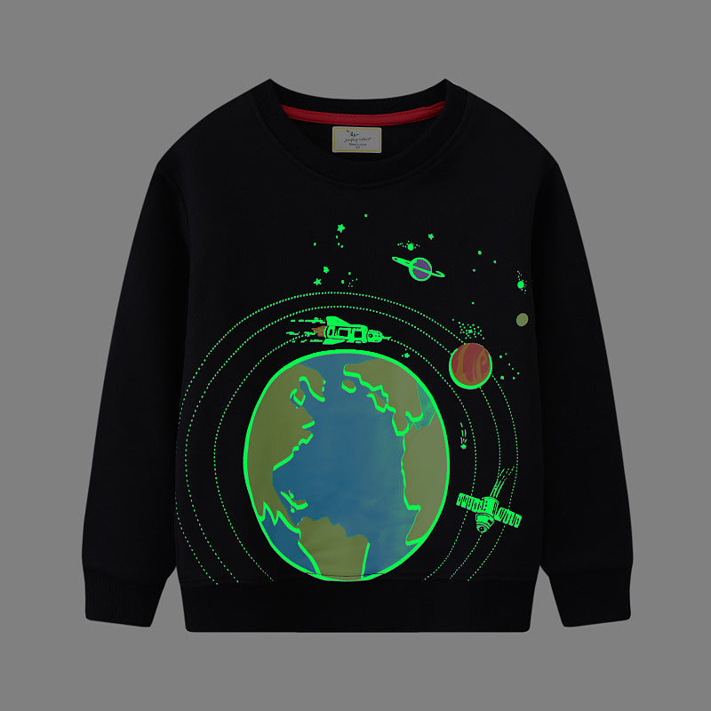 Kinder Sweatshirt mit leuchtendem Weltraum-Design Drune