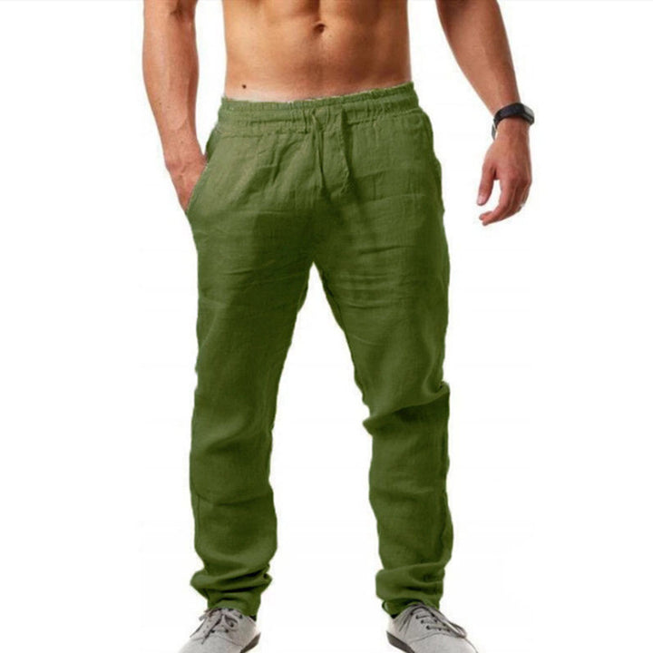Herren nan leichte Leinenhose mit elastischem Bund tapered Schnitt Drune