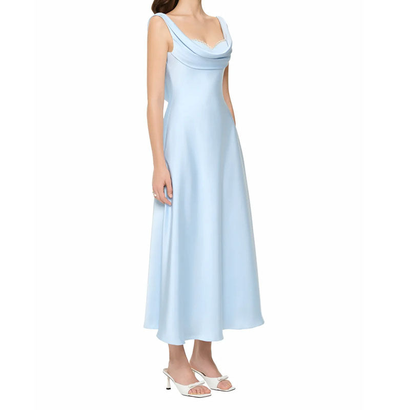Damen Elegantes Maxikleid mit Cowl-Ausschnitt Drune