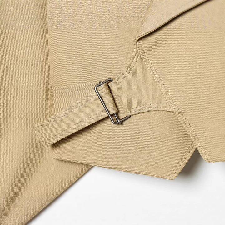 Damen Cropped Trenchjacke mit weitem Schalkragen, Bindegürtel und Ballonärmeln Drune