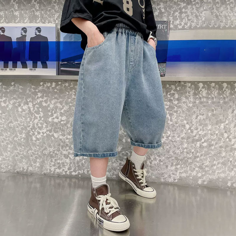 Jungen lässige Denim-Shorts mit kreativem Grafikdruck Drune