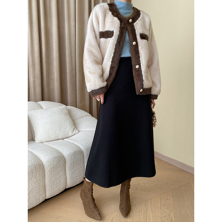 Damen Kuschelige Bouclé-Jacke mit dekorativer Knopfleiste Drune