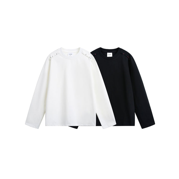 Unisex Langärmliges Oversize-T-Shirt mit Rundhals und dekorativem Schulterdetail Drune
