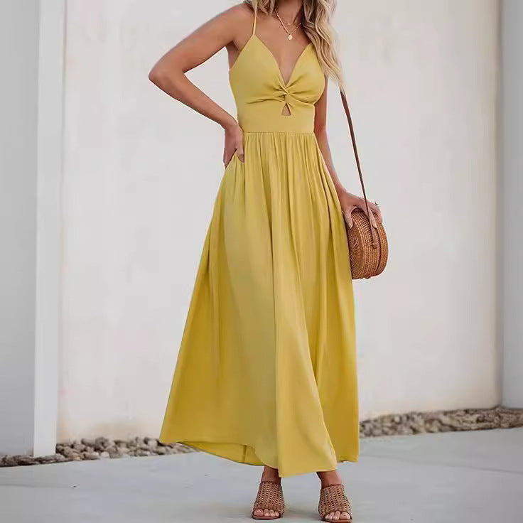Damen Maxikleid mit schickem Knotendetail und fließendem Schnitt Drune