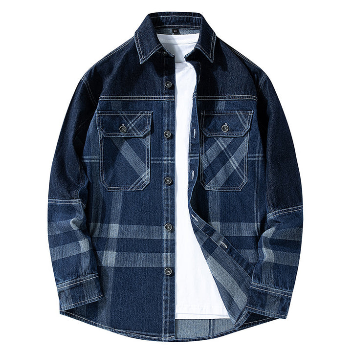 Herren Gemusterte Hemdjacke im Denim-Stil Drune