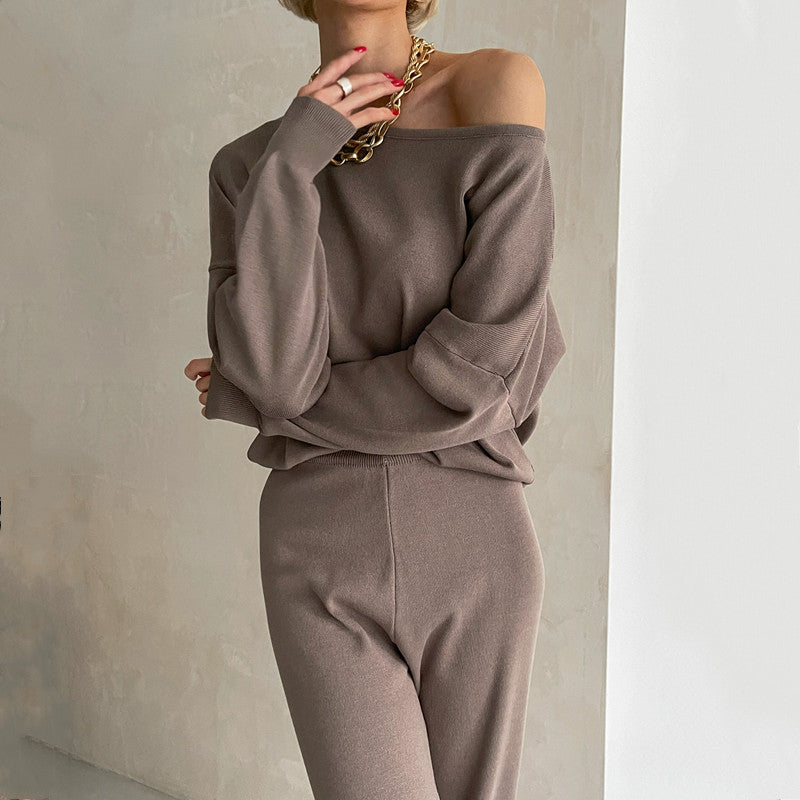 Damen lässiges Strickanzug-Set mit weitem Schnitt und modischen Details Drune