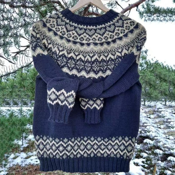 Damen nan Norwegerpullover aus Wollmix mit Rundhalsausschnitt und traditionellem Fair-Isle-Yoke Drune