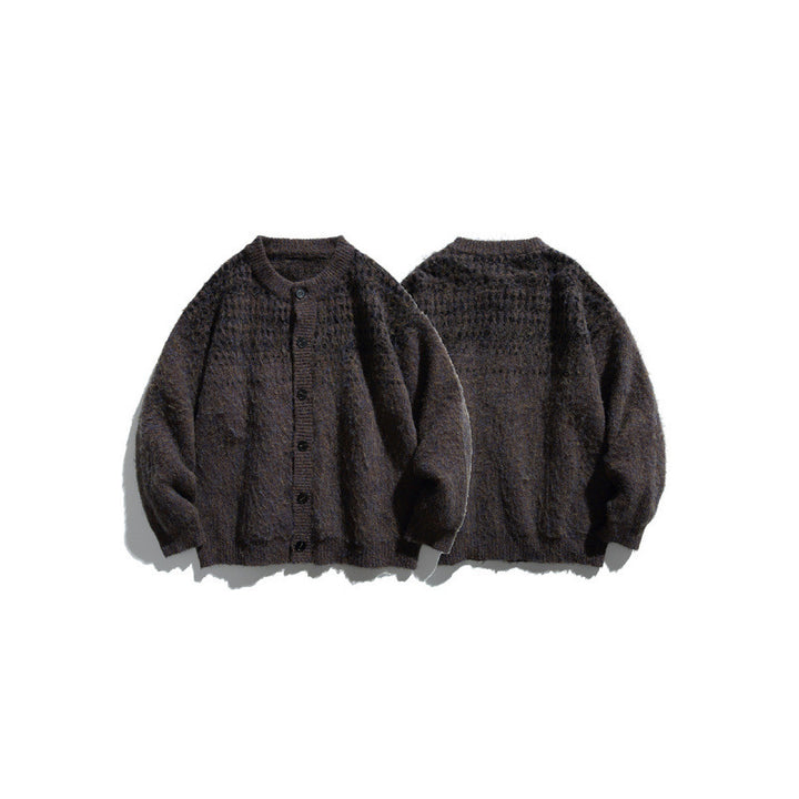 Damen Grobgestrickte Oversize-Strickjacke in Mohair‑Optik mit Rundhalsausschnitt und Knopfleiste Drune