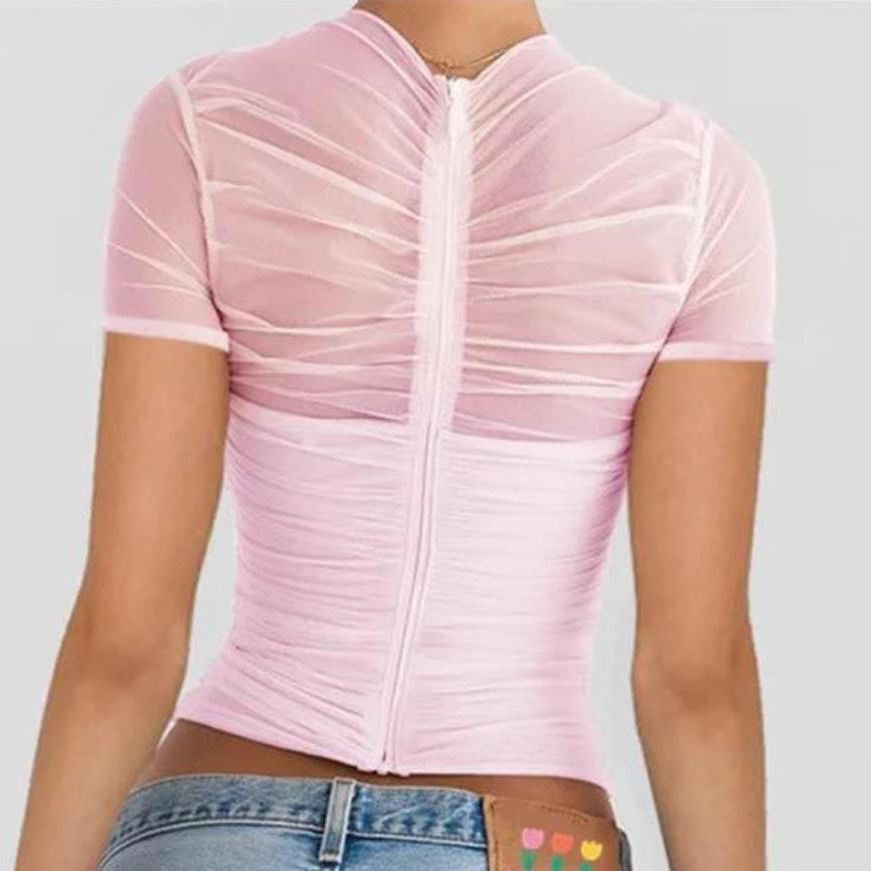 Damen Wickeloberteil mit transparenten Details und figurbetontem Schnitt Drune
