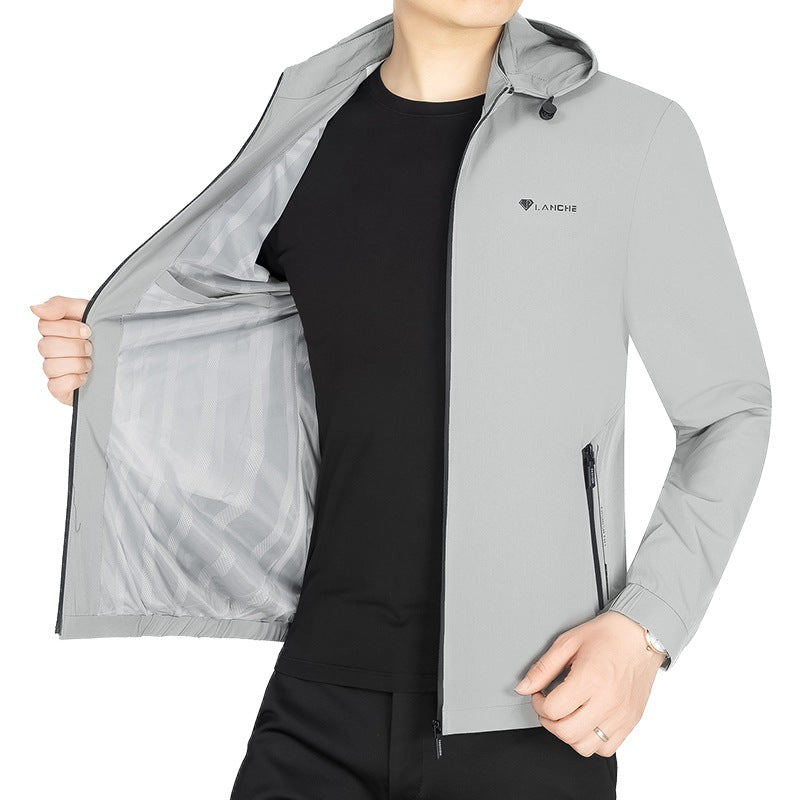 Herren Leichte Softshell-Funktionsjacke mit Kapuze wasserabweisend atmungsaktiv Drune