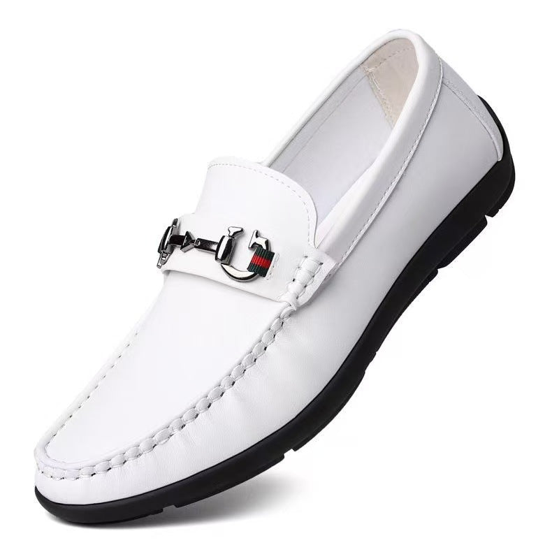 Herren Elegante Lederimitat-Loafer mit Ziernaht und Metallbit-Detail Drune