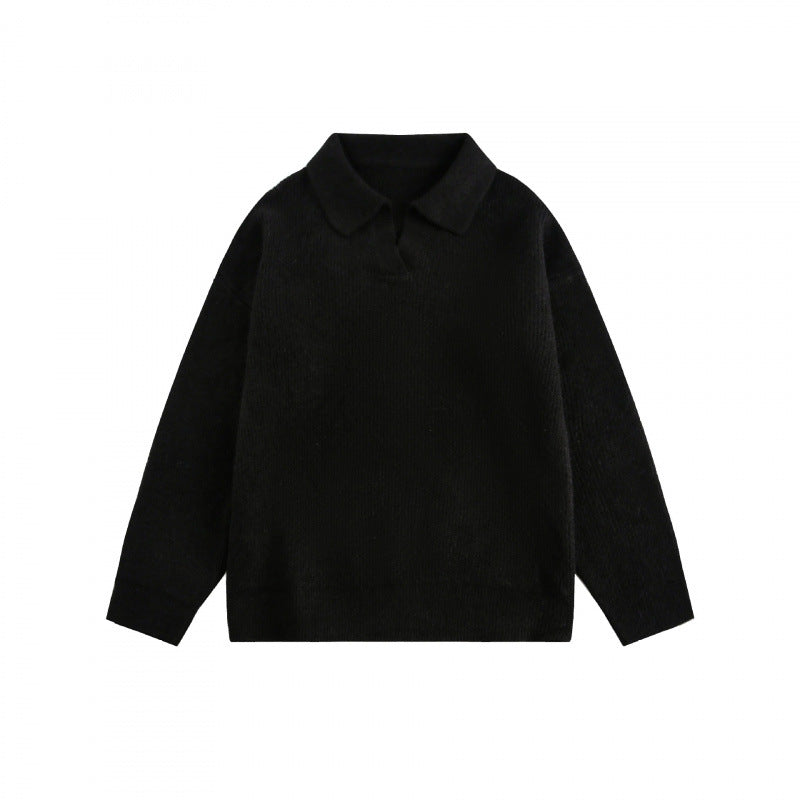 Unisex Weitgeschnittener Feinstrick-Polo mit kurzem Henleyverschluss und Kentkragen Drune