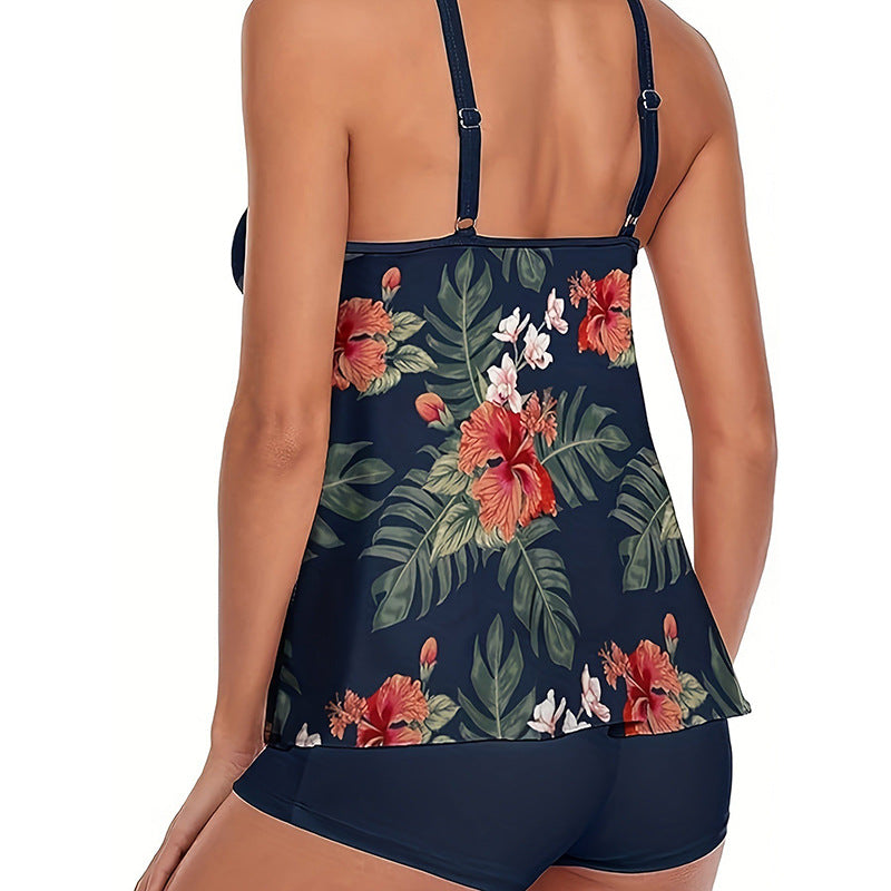 Damen Sportliches Tankini-Set mit floralem Design und Shorts Drune