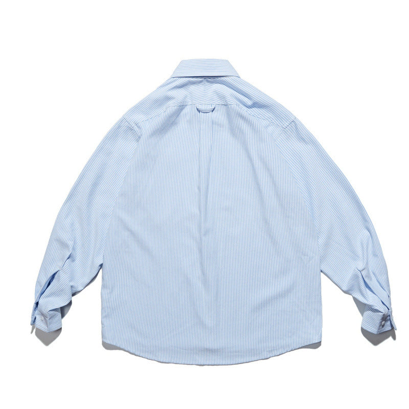 Unisex Oversize-Hemd mit feinem Nadelstreifen, Button-Down-Kragen und Brusttasche Drune