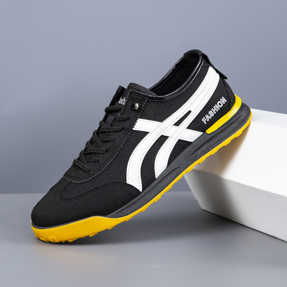 Herren Retro-leichte Low-Top Sneaker mit Canvas-Obermaterial und Wildleder-Overlays Drune