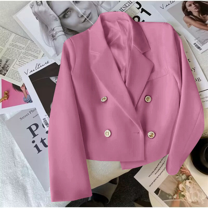 Damen Modischer Kurzblazer mit doppelt geknöpften Details Drune