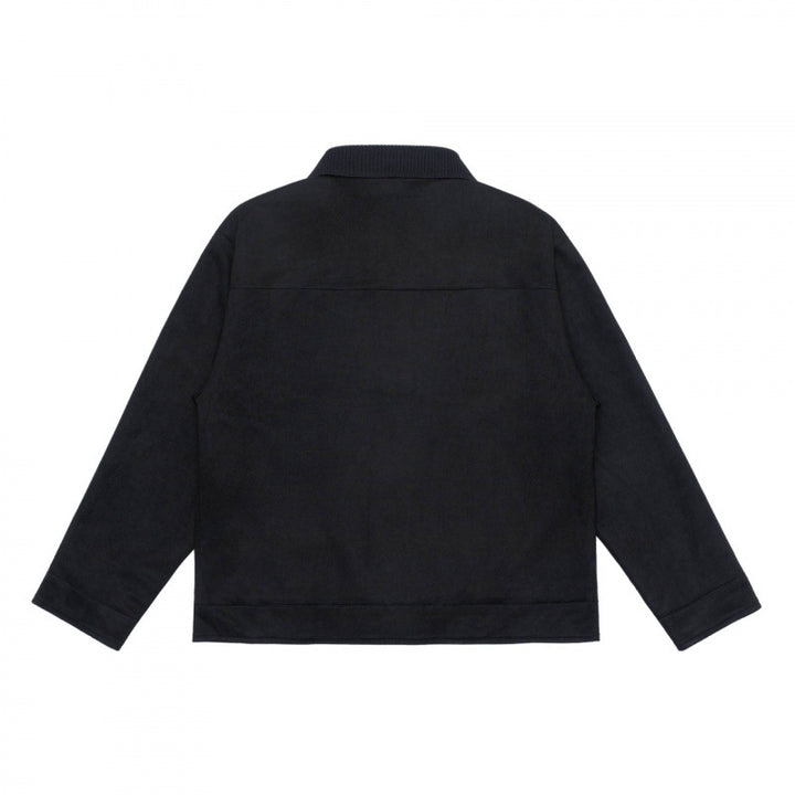 Unisex Boxy-Übergangsjacke mit Veloursstruktur, Hemdkragen und diagonalen Eingrifftaschen Drune