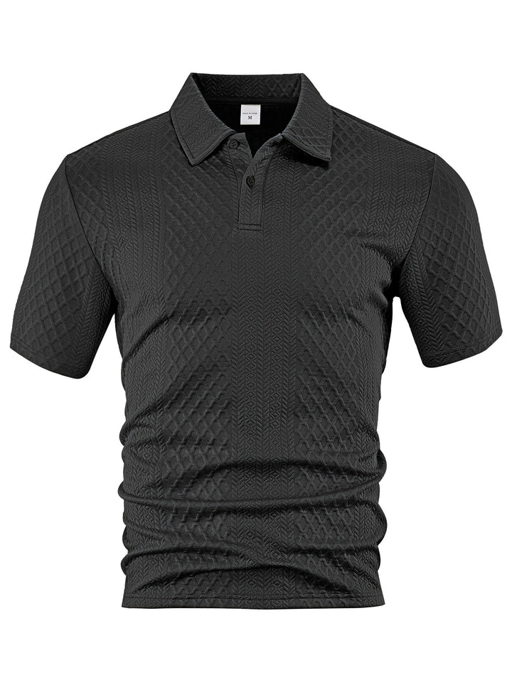 Herren nan texturiertes Jacquard-Poloshirt kurzärmelig schmaler Schnitt mit Polokragen Drune