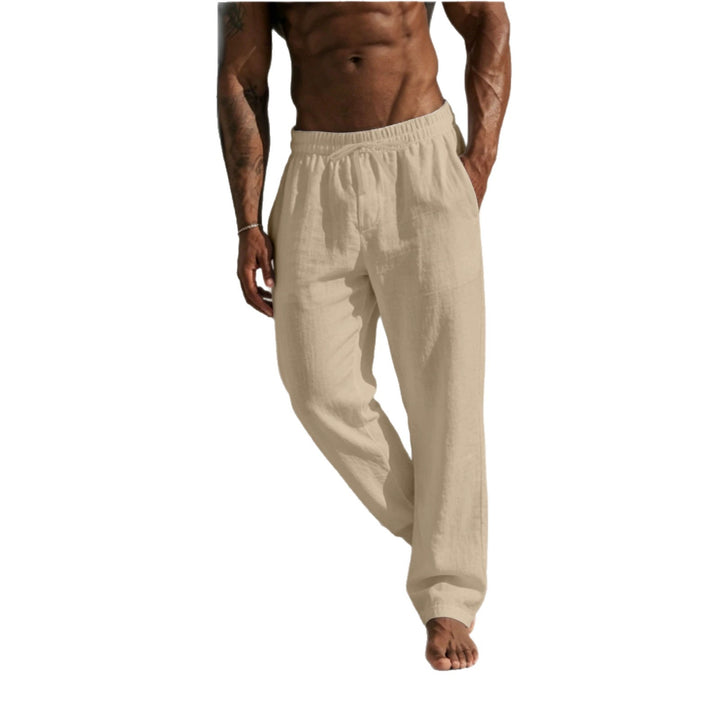 Herren Sommerliche Relaxhose aus Leinenmischung mit geradem Bein und Tunnelzug Drune