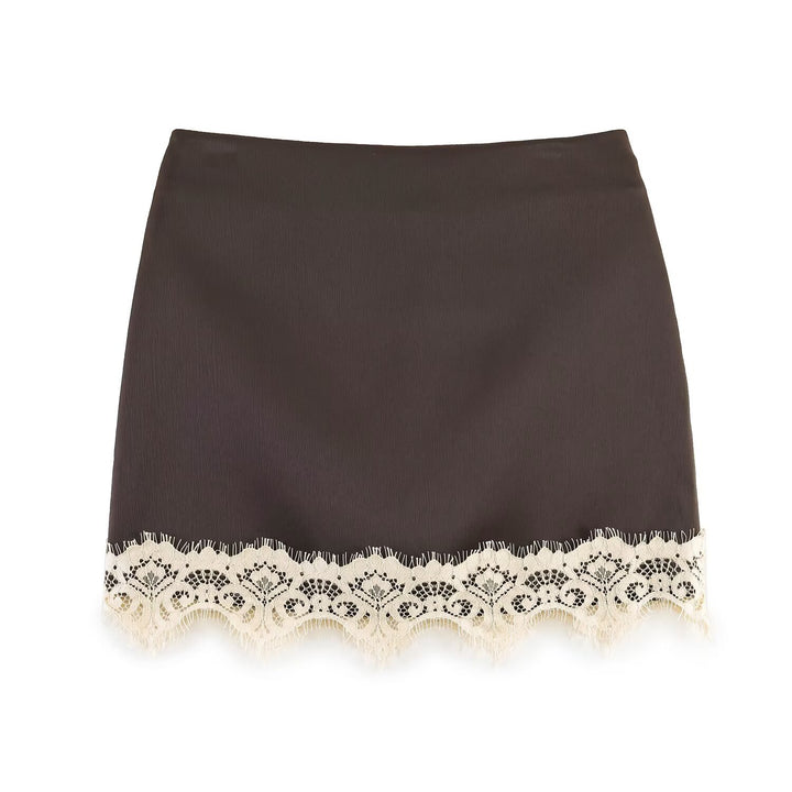 Damen eleganter Rock mit Spitzenbesatz Drune
