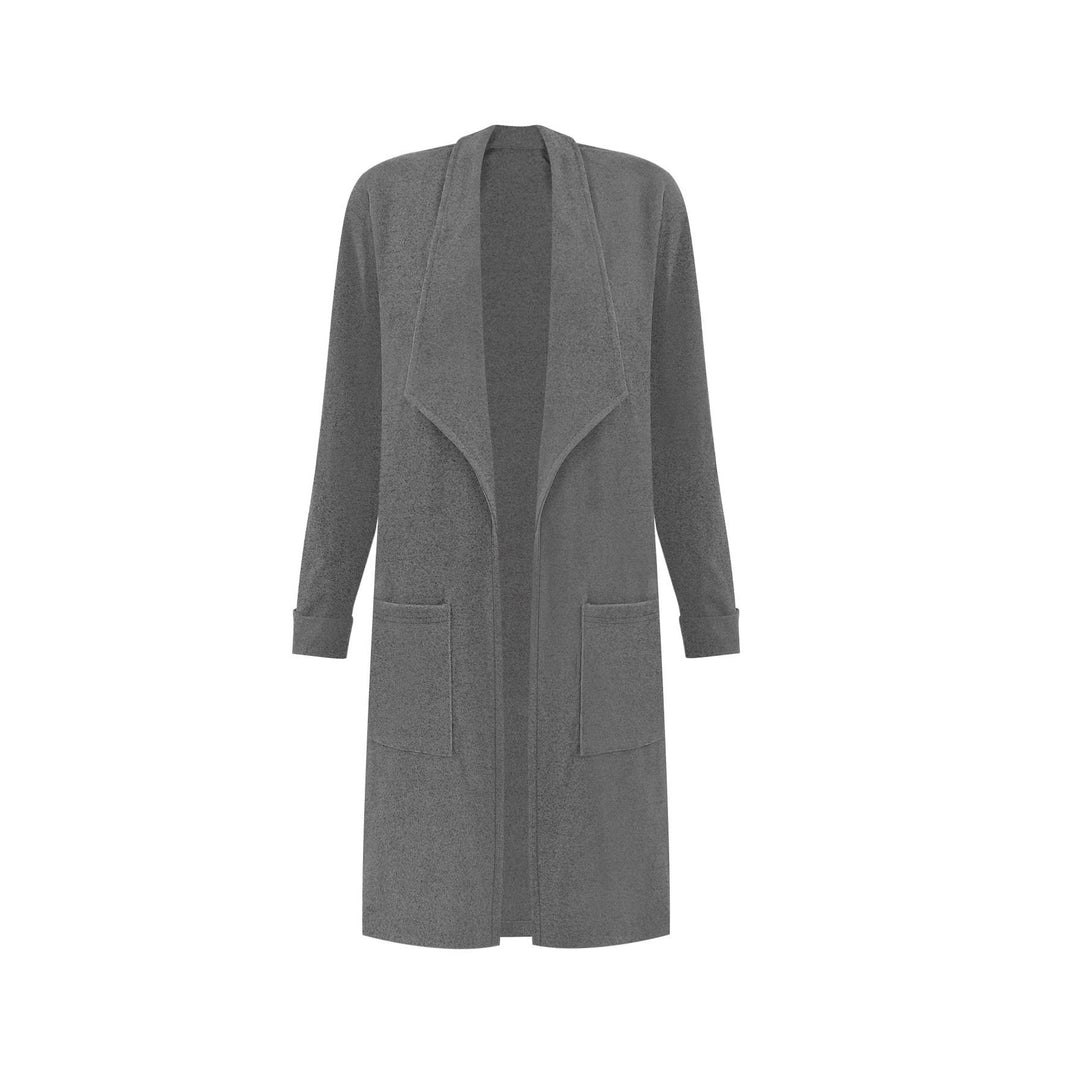 Damen Longline Blazer mit Schalkragen, offenem Schnitt und aufgesetzten Taschen Drune