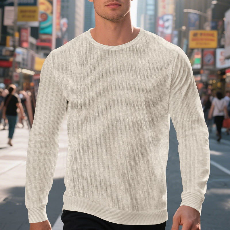 Herren komfortabler Langarmpullover aus atmungsaktivem Material und modernem Strukturdesign Drune