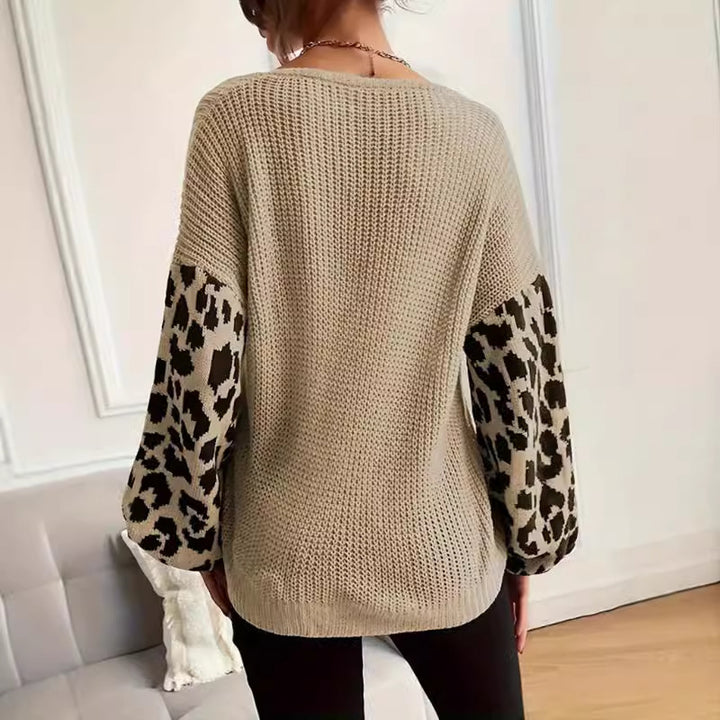Damen Modernes Strickoberteil mit tierischem Muster und lässigem Schnitt Drune