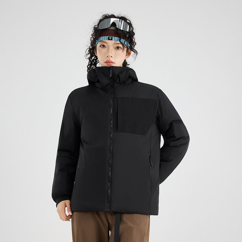 Damen Isolierte Outdoor-Steppjacke mit Kapuze, Brustpasse und elastischen Bündchen Drune
