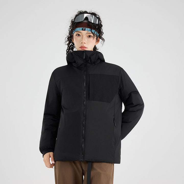 Damen Isolierte Outdoor-Steppjacke mit Kapuze, Brustpasse und elastischen Bündchen Drune