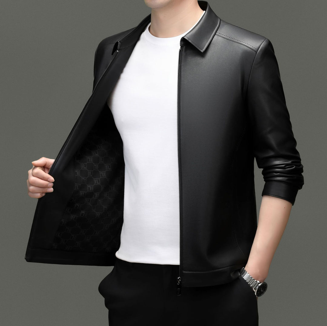 Herren Lederjacke mit modernem Schnitt und elastischen Bündchen Drune
