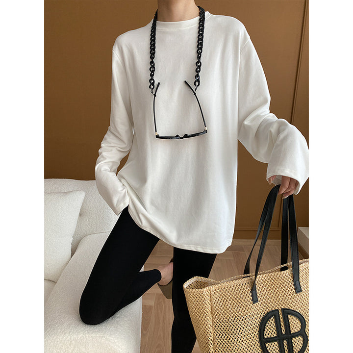 Damen Bequeme und lässige Langarmshirt mit lockerer Passform Drune