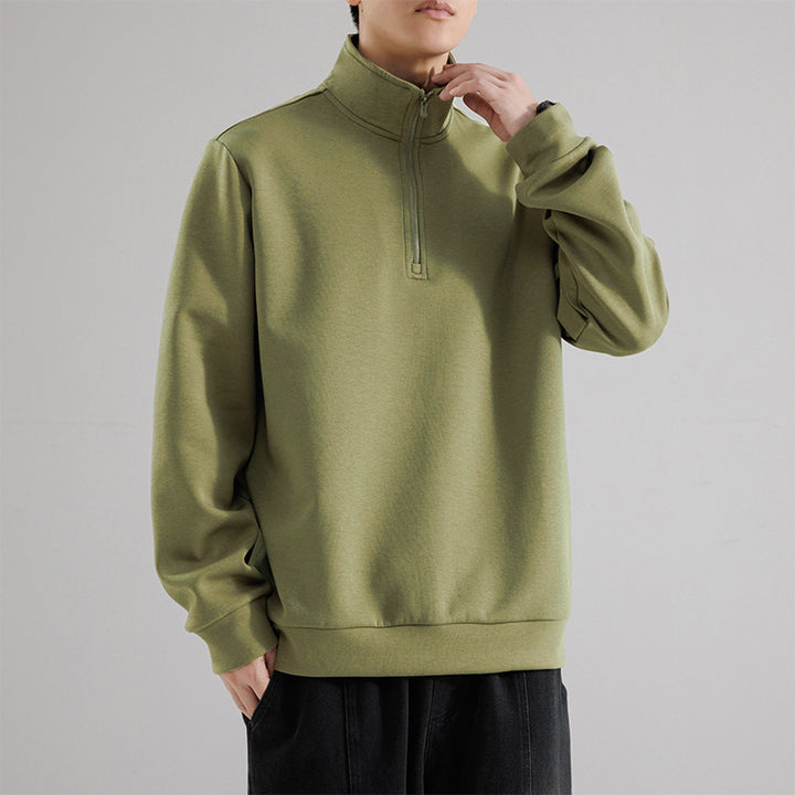 Herren Oversized-Halbzip-Sweatshirt mit hohem Stehkragen, schwerer French-Terry und minimalistischem Design Drune