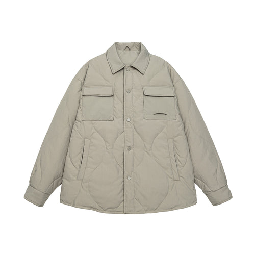 Herren Gesteppte Oversize-Hemdjacke mit Steppung, Druckknöpfen und Brusttaschen Drune