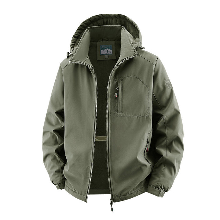 Herren Winddichte Softshell-Thermojacke mit Fleece-Innenfutter und Kapuze Drune