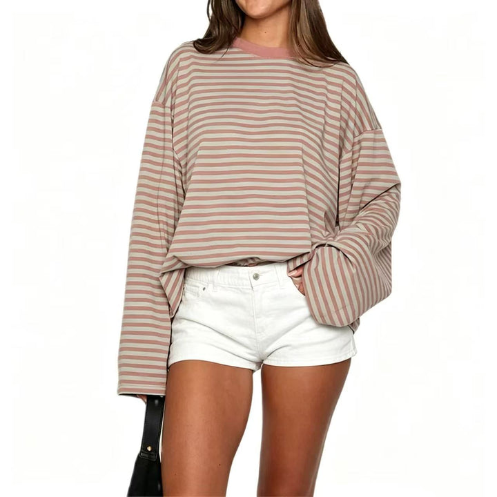 Damen gestreiftes Langarmshirt mit lässigem Schnitt und rundem Halsausschnitt