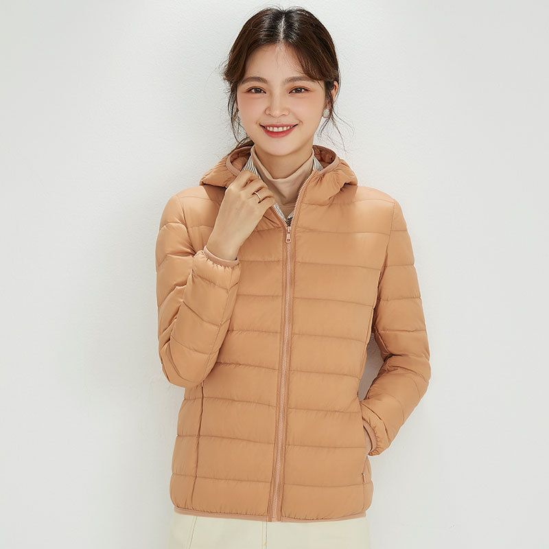 Damen Ultraleichte gesteppte Kapuzenjacke mit ultraflacher Thermowatte Drune
