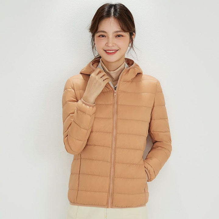Damen Ultraleichte gesteppte Kapuzenjacke mit ultraflacher Thermowatte Drune