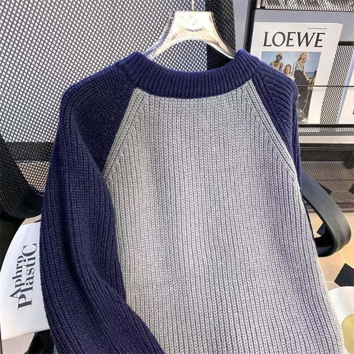 Herren modischer Raglan-Pullover mit strukturiertem Muster Drune