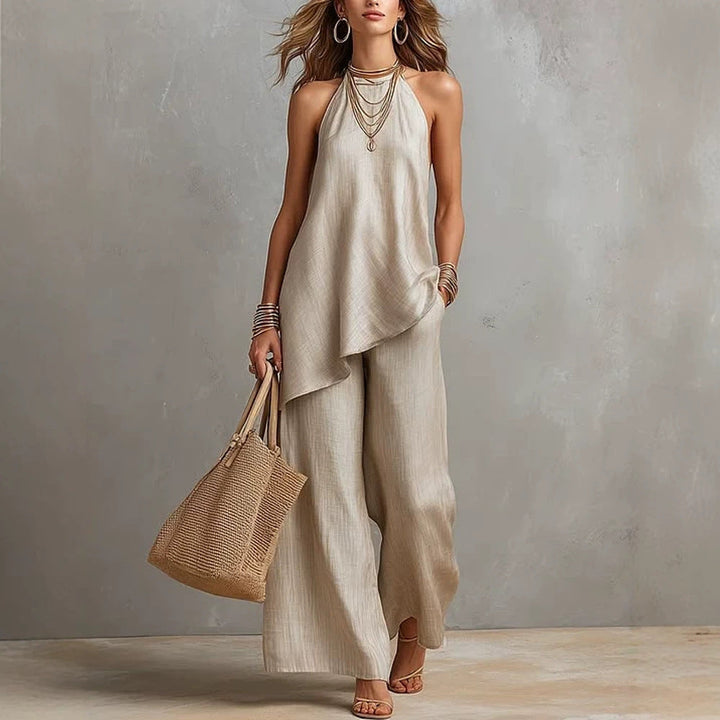 Damen luftiger Jumpsuit mit asymmetrischem Schnitt Drune