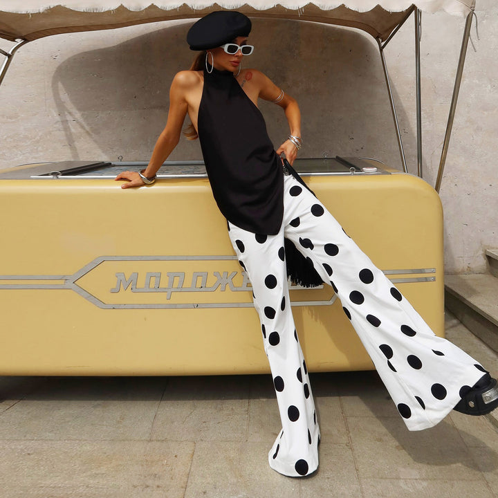 Damen Modische Schlaghose mit stilvollem Polka-Dot-Design Drune