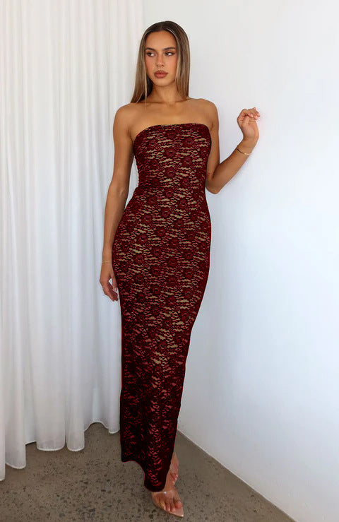 Damen Spitzenkleid im ärmellosen Design Drune