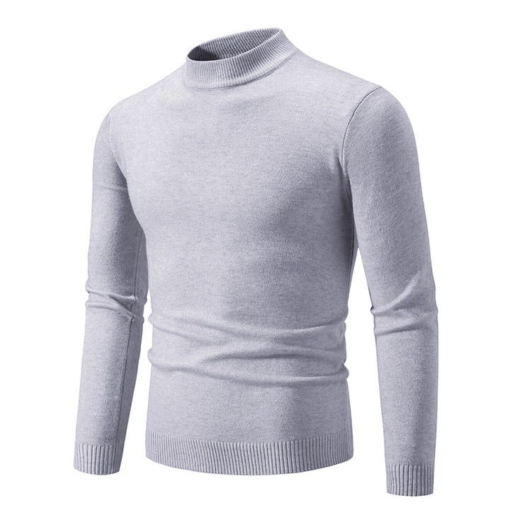 Herren Schmal geschnittener Feinstrick‑Mockneck‑Pullover mit geripptem Kragen und Saum Drune