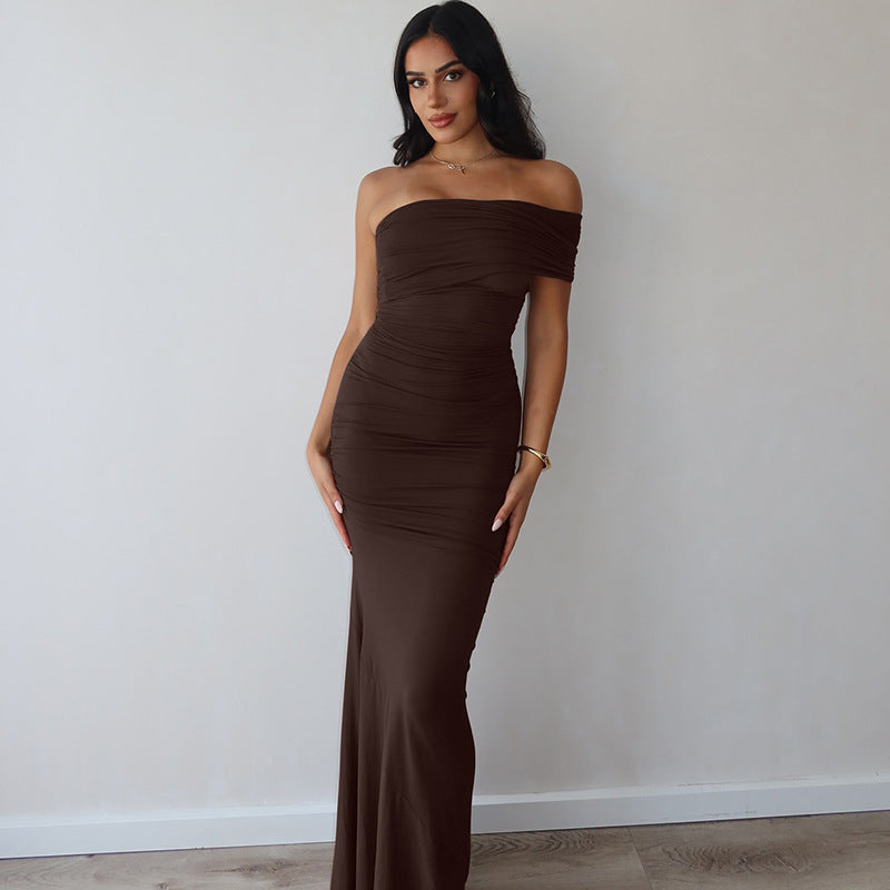 Damen Elegantes Maxikleid mit raffinierter Drapierung Drune