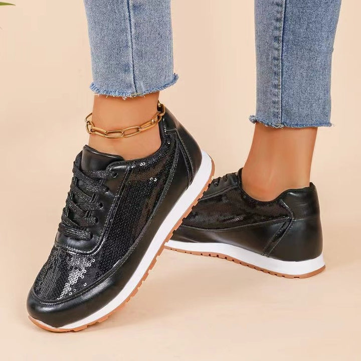 Damen modische Sneaker mit schimmerndem Obermaterial und rutschfester Sohle Drune