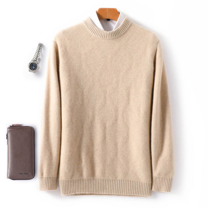 Herren Feiner Rundhals‑Pullover mit dezenter Rautenstruktur aus Kaschmir‑Mix Drune