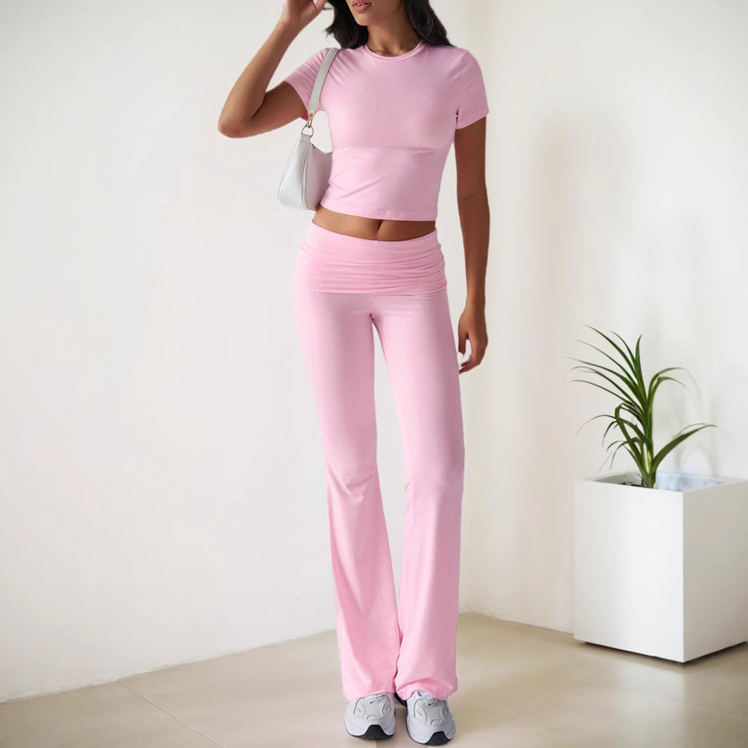 Damen Sportliches Set mit figurbetontem Oberteil und flared Leggings Drune