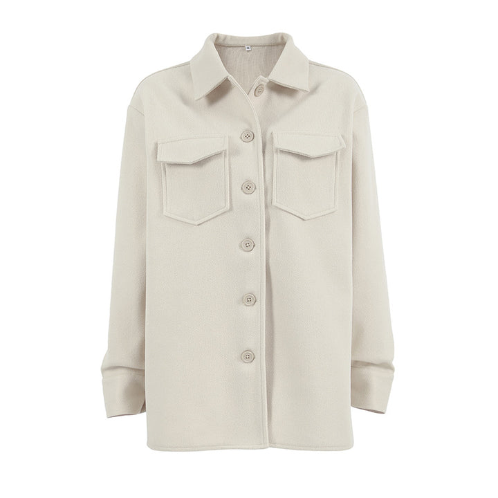 Damen Oversized Hemdblousenjacke mit praktischen Taschen und modernem Schnitt Drune