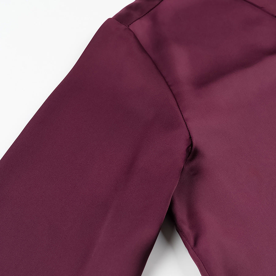 Damen Seidenoptik-Bluse mit Schmuckknöpfen und Hemdkragen Drune