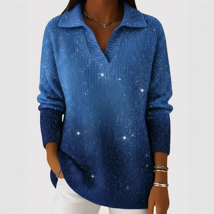 Damen Modischer Strickpullover mit V-Ausschnitt