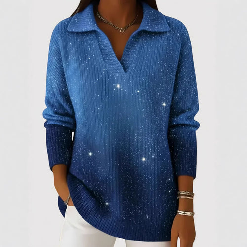 Damen Modischer Strickpullover mit V-Ausschnitt